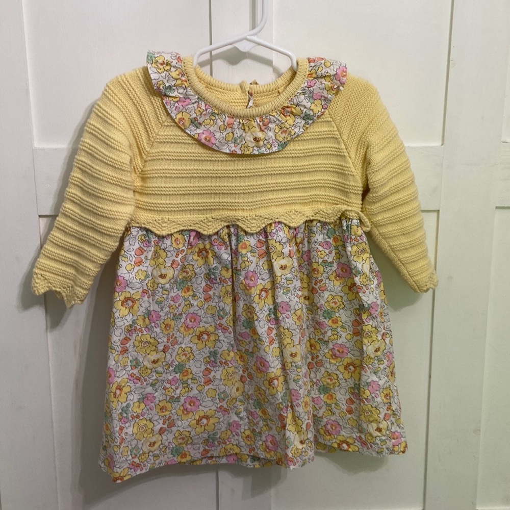 Toddler Girl Dress Yellow Floral Spring Flowers Size 80